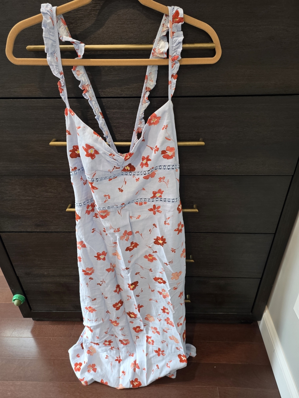 Zara Light Blue Maxi Dress with Red Floral Print